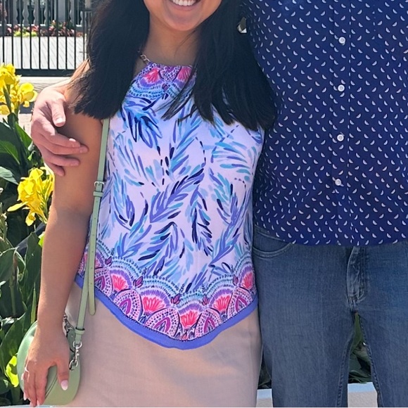 *FLAWED* Lilly Pulitzer Cabana Handkerchief Chain Halter Top XS *FLAWED* - Picture 2 of 2